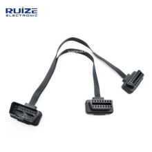 1IN2 Full Chip 30cm OBD2 16 pin Male to 2Female Flat extension cable 1IN2 Converted Cable